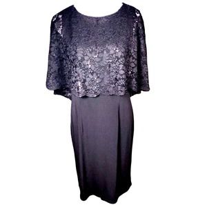 💸$13 Jessica Howard Women's Size 10 Lace Sheeth Capelet Dress Black